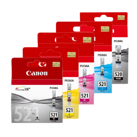 Pack CANON 520/521 - 5 Cartouches ORIGINE pas cher