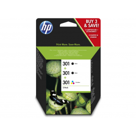 Pack HP 301 - Noir x2 et couleurs ORIGINE