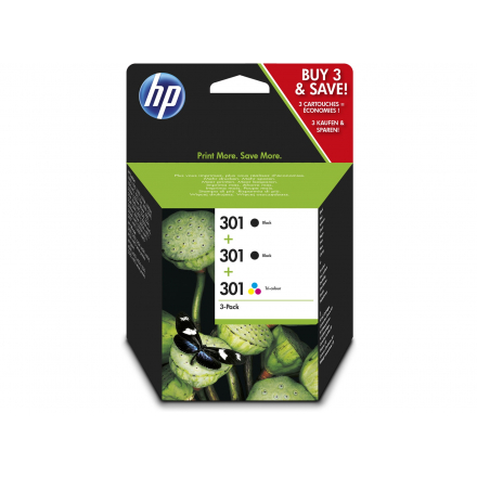 Pack HP 301 - Noir x2 et couleurs ORIGINE