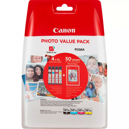 Photo Value Pack CANON CLI-581 XL - 4 cartouches ORIGINE