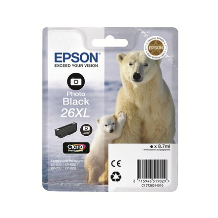 Cartouche EPSON 26 XL - Noire Photo ORIGINE