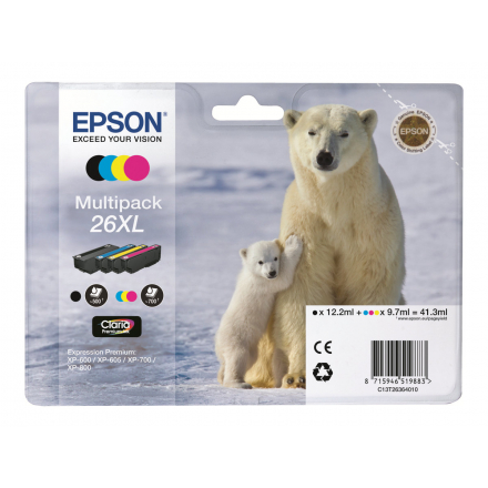 Pack EPSON 26 XL - 4 cartouches ORIGINE