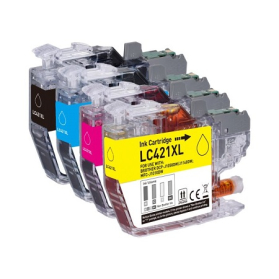 BROTHER LC421 XL - Noir, rouge, bleu, jaune - Compatible 