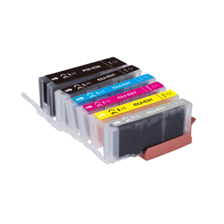 Pack Canon PGI-530/CLI-531 - 6 cartouches - Compatible Pack Canon PGI-530/CLI-531 - 6 cartouches - Compatible