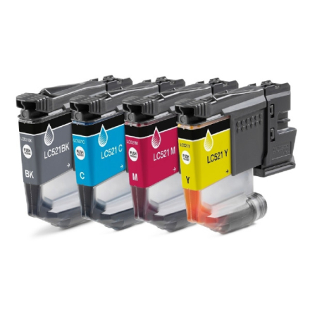 Pack BROTHER LC521 - 4 cartouches compatible